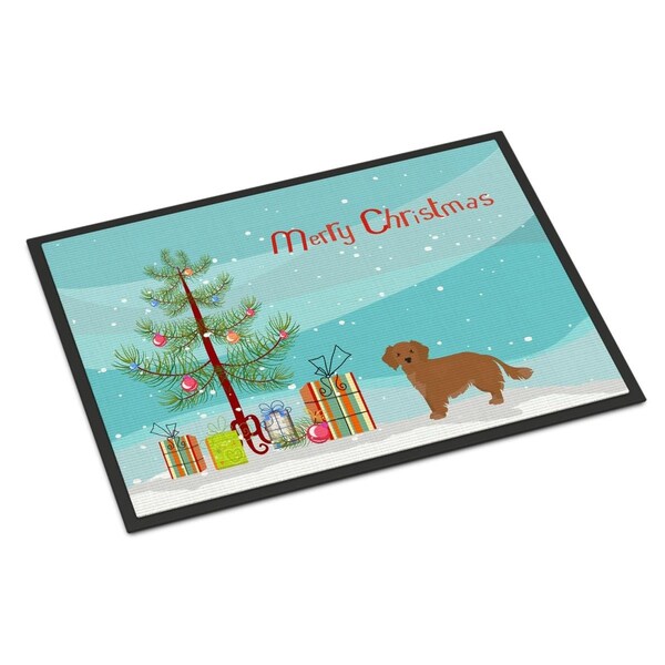 Carolines Treasures 24 x 36 in. Small Greek Domestic Dog Kokoni Christmas Tree Indoor or Outdoor Mat CK3486JMAT - main